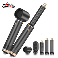 Ensemble de brosses à air chaud multi-styler 5 en 1, sèche-cheveux professionnel, lisseur et boucleur en une seule étape, outils de coiffage pour cheveux, vente en gros