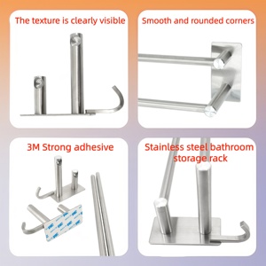 Porte-serviettes <span class=keywords><strong>de</strong></span> <span class=keywords><strong>salle</strong></span> <span class=keywords><strong>de</strong></span> <span class=keywords><strong>bain</strong></span> en acier inoxydable à double barre, accessoires <span class=keywords><strong>de</strong></span> <span class=keywords><strong>salle</strong></span> <span class=keywords><strong>de</strong></span> <span class=keywords><strong>bain</strong></span> modernes haut <span class=keywords><strong>de</strong></span> gamme, porte-serviettes multifonctionnel, accessoire <span class=keywords><strong>de</strong></span> cuisine - Product Image 3