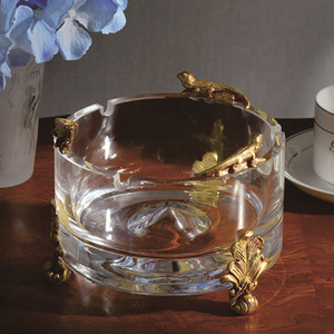 Wholesale 150*150*100 <strong>Brass</strong> + Crystal Glass <strong>Ashtrays</strong> - Product Image 1
