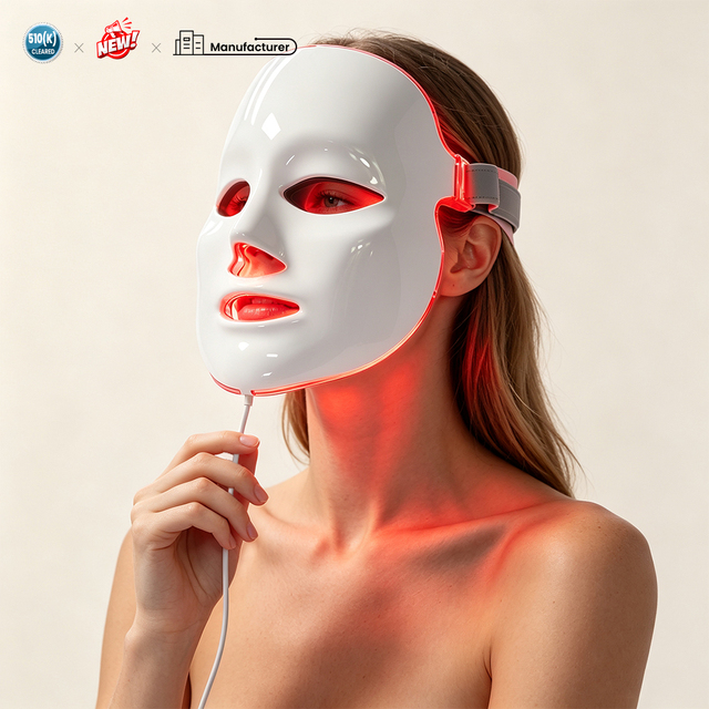 510K Medical Grade 630nm 415nm 590nm 850nm Smart Red Light Infrared Led FacialTherapy Face Mask with Acne Treatment