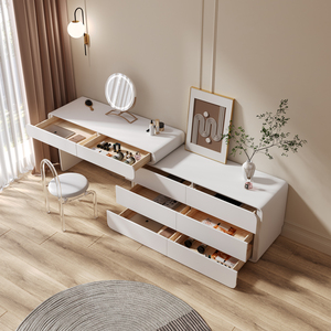 Table de maquillage haut de gamme pour chambre à coucher, Design en bois massif, ensemble de coiffeuse personnalisé accepté - Product Image 6