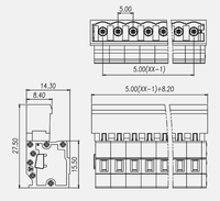Connecteur mâle à ressort enfichable 5.0/5.08mm / Bloc de bornes de test en cuivre élégant et abordable pour système de contrôle