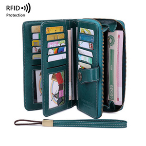 <span class=keywords><strong>Portafoglio</strong></span> Lungo Vintage in Pelle PU <span class=keywords><strong>Blu</strong></span> per <span class=keywords><strong>Donna</strong></span>, Borsa con Cerniera e Cinturino da Polso, Elegante Pochette e Portamonete alla Moda - Product Image 5