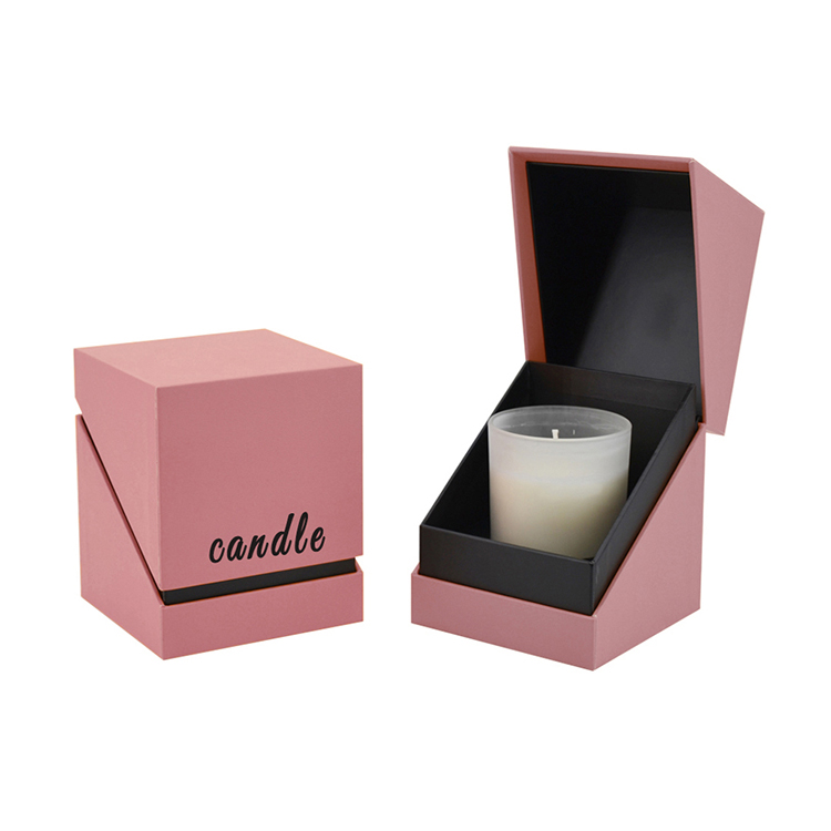 custom logo printing packaging hot stamping cheap black gift box magnetic for candles