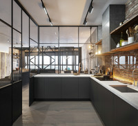 Meubles de cuisine modulaires, design d'appartement, en acier inoxydable intégral, écologiques, ignifuges, nouveau modèle moderne, ensemble complet
