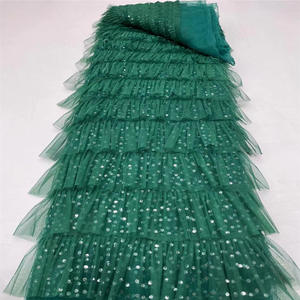 Vestido <span class=keywords><strong>de</strong></span> tela <span class=keywords><strong>de</strong></span> malla <span class=keywords><strong>de</strong></span> poliéster 100% con diseño bordado con <span class=keywords><strong>volantes</strong></span>, pastel cubierto <span class=keywords><strong>de</strong></span> lentejuelas inspirado en accesorios para niñas, tapicería - Product Image 3