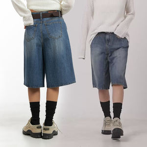 Haute qualité poids lourd été bleu lavé Denim Cargo bouton matériel sport femmes Jeans <span class=keywords><strong>court</strong></span> <span class=keywords><strong>Jean</strong></span> <span class=keywords><strong>Court</strong></span> Femme - Product Image 1