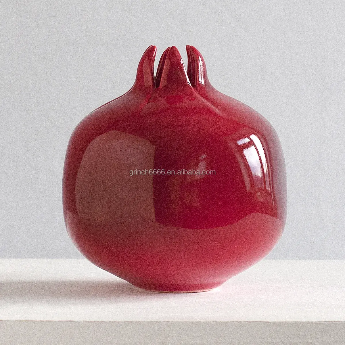 Figur Keramik Granatapfel rote Keramik vase Dekorative handgemachte bemalte Keramik Granatapfel Triple Set