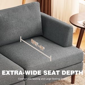 Comfy Cloud 2-<b>Seat</b> Mid for Century Fabric <b>Sofa</b> Deep <b>Seat</b> Couch with Removable Upholstered <b>Cushion</b> <b>Cover</b> for Living Room or Villa - Product Image 3