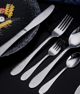 DFJY - Juego de cubiertos de acero inoxidable con mango martillado, cuchillo para carne, tenedor de mesa, tenedor para postre, personalizado - Product Image 6