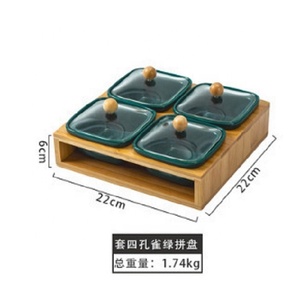 Assiette à fruits créative et écologique de style campagnard, bol à biscuits, noix, fruits secs, avec couvercle en <span class=keywords><strong>bambou</strong></span>, pour le salon - Product Image 5