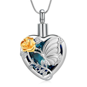 IJD40059 جديد قلادة تذكارية بحامل رماد عظمي تحمل زهرة من الفولاذ المقاوم للصدأ - Product Image 4