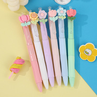 Stylo gel fleuri 0,5 mm, style mignon kawaii, encre noire, pour étudiants, cadeau, prix