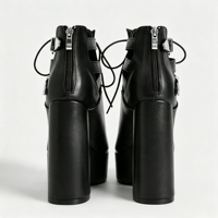 Bottines à plateforme noires pour femmes, personnalisables, à lacets, style Goth Punk, à talons épais, avec boucles, chaussures Y2K