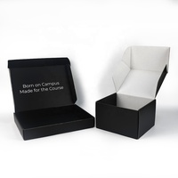 Boîte d'expédition en carton ondulé noir mat avec impression intérieure personnalisée, boîte d'expédition noire de luxe pour l'emballage de produits de commerce électronique de marque