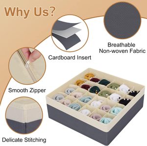 Organizador de múltiples compartimentos para ropa interior, organizador de almacenamiento de armario de Color de retales dobles, cajas de calcetines plegables de tela para ropa interior - Product Image 2