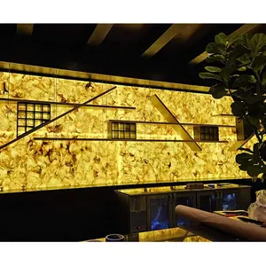 Interior Wall Panel Illuminated Stone Yellow Artificial Onyx For Restaurant Feature Wall Modern Building Material