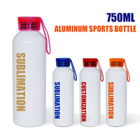 Bouteille de sport en aluminium 750 ml pour impression par transfert thermique, logo personnalisé, écologique, jetable, portable, pour randonnée, gym, voyage - Vente en gros