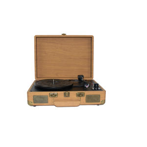 Tocadiscos de madera portátil con altavoces incorporados para uso doméstico - Product Image 1