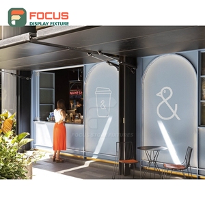 เคาน์เตอร์บริการร้านกาแฟขนาดใหญ่ ผิวลามิเนตไม้ พร้อมช่องใส่ฝาแก้วและเครื่องปรุงรส เคาน์เตอร์ร้านกาแฟเชิงพาณิชย์ - Product Image 3