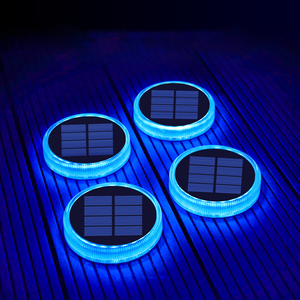 Caliente al aire libre IP68 Luces de cubierta azules con energía <span class=keywords><strong>solar</strong></span> Paquete de 4 caminos de tierra lámpara de jardín luces de paso LED solares para paisaje - Product Image 1
