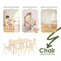 Hikeylove - Table et chaises modernes Montessori en bois massif, écologiques, meubles de garderie, préscolaire, maternelle, école, enfant