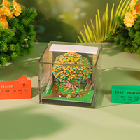 Calendrier 2027 en papier sculpté motif Osmanthus, Ornement de bureau créatif, Bloc-notes artistique découpé au laser, Idéal pour cadeau