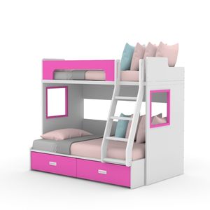 เตียงสองชั้นแบบคู่ทันสมัยสำหรับเด็กวัสดุไม้ทนทานสำหรับใช้ในโรงเรียนหรือห้องนอน - Product Image 6