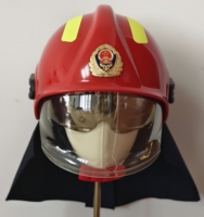 Casque de sécurité rouge pour pompier avec visière transparente relevable, bandes réfléchissantes, protection du cou, casque de sauvetage pour pompier