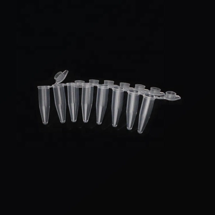 Прозрачная пластиковая ПЦР-трубка с плоскими колпачками, 0,2 мл, 8 полосок