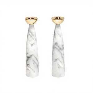 Porte-bougie décoratif en marbre et métal, taille personnalisée, forme ronde, pour la décoration de la maison et les mariages. - Product Image 1