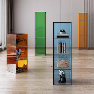 Estantería de Acrílico Personalizada de Lujo Ligero, Librería Roja de Varias Capas, de Piso a Techo, Vitrina Organizadora para Sala de Estar o Dormitorio - Product Image 4