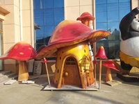 Décoration extérieure personnalisée Sculpture de maison de fée en résine Statue champignon en fibre de verre de jardin