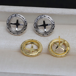 Ensemble d'accessoires DIY en argent S925 avec pendentif plat en nacre de cheval de mer de 10 mm, support de boucles d'oreilles, tailles 20 mm et 25 mm, modèle 4071 - Product Image 2