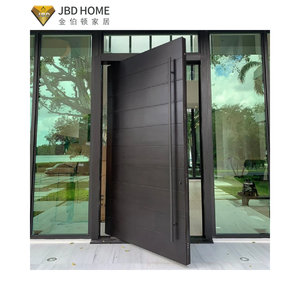 Portes Pivotantes d'Entrée Principale de Villa Moderne avec Cadre en Aluminium Noir, Portes d'Entrée en Verre Élégantes pour Maisons Contemporaines - Product Image 6