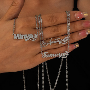 Lateefah regalo personalizzato oro 18K acciaio inossidabile adesivo smerigliato <span class=keywords><strong>collana</strong></span> <span class=keywords><strong>nome</strong></span> personalizzato - Product Image 6