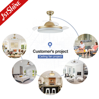 1stshine ventilateur de plafond led 42 pouces moteur cc économie d'énergie silencieux intérieur ventilateur de plafond rétractable lumière