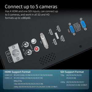 SEETEC 4K156-9HSD Precio al por mayor <span class=keywords><strong>de</strong></span> fábrica 15,6 ''IPS 4K UHD 3840x2160 Monitor <span class=keywords><strong>de</strong></span> transmisión <span class=keywords><strong>Pantalla</strong></span> dividida cuádruple con puertos HDMI 4x - Product Image 4