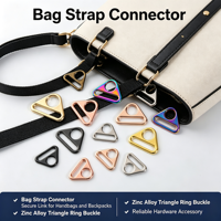 Boucle en D triangulaire en métal en alliage de zinc pour connexion de bandoulière de sac à main, accessoire pour laisse de chien