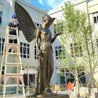 Statue d'ange occidental en cuivre de taille réelle, célèbre sculpture en bronze de la tête de David de Michel-Ange avec ailes, pour jardin