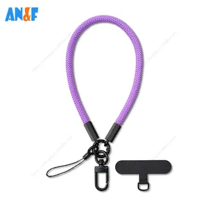 Detachable Universal Polyester Wrist Tether Smartphone Strap Cord Patch Card Key Holder Lanyard Cell Phone Hand Strap