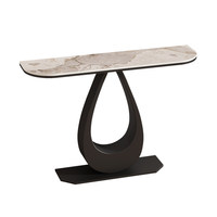 Table console moderne de style italien, légère et luxueuse, avec structure en métal et plateau en ardoise, pour salon, chambre, hôtel, hall d'entrée