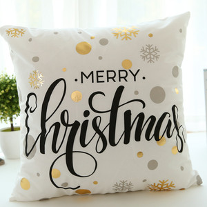 XM-803 Luxury Merry Christmas Flock Printed Soft Velvet Throw <strong>Pillow</strong> Covers with Gold <strong>Snowflakes</strong> and Zipper Closure - Product Image 3