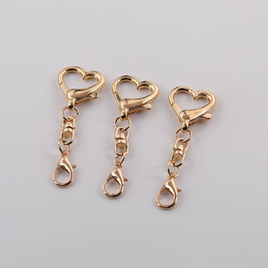 Cadena con hebilla metálica en forma de corazón, accesorios para bolsos DIY, gancho conector de aleación de zinc plateado para joyería artesanal hecha a mano - Product Image 2