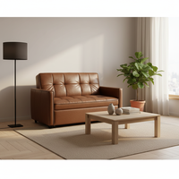 Canapé-lit en cuir marron confortable de forme carrée, meubles de salon pour hôtels
