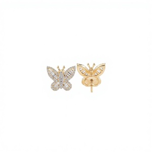 Pendientes de Oro Sólido de 14K con Diseño de Mariposa V B Arts, Diamantes Cultivados en Laboratorio con Corte Baguette - Joyería de Moda para Compromiso/Boda - Product Image 2