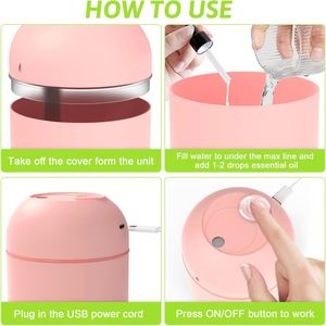 เครื่องเพิ่มความชื้นแบบพกพาขนาดเล็ก 220 มล. พอร์ต USB วัสดุพลาสติก พร้อมไฟหลากสีสัน ใช้เป็นไฟกลางคืนได้ ควบคุมความชื้นด้วยระบบ Humidistat เสียงเงียบ <36dB - Product Image 4