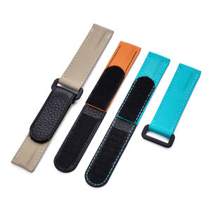 JUELONG Bracelet de montre adhésif à crochets et boucles Bracelet de montre en <span class=keywords><strong>cuir</strong></span> bleu pâle en nylon 20mm - Product Image 2