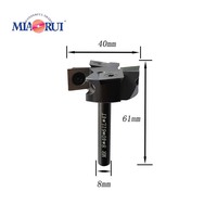 Miaorui 8*40 * 61L *(2 + 2)T Carbure Insert Bois T-Slotting Rabotage Sculpture Fraise Bois Rabot CNC Spoilboard Routeur Bits