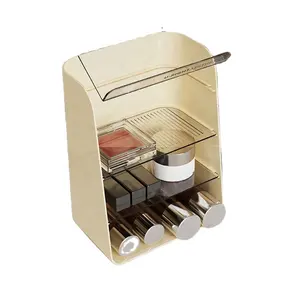 Boîte de rangement cosmétique de bureau multicouche transparente support de maquillage peu encombrant